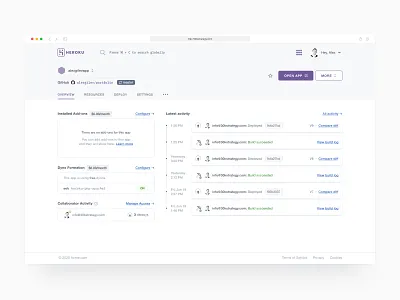 HEROKU re-design (Before/After) admin analytics cloud development dashboard data enterprise github minimal prototype saas software ui design ux ux design web app web application design web design web developement web ux web ux design