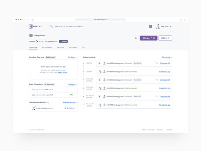 HEROKU re-design (Before/After) admin analytics cloud development dashboard data enterprise github minimal prototype saas software ui design ux ux design web app web application design web design web developement web ux web ux design