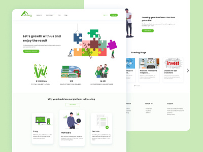 Crowdfunding Platform Website - Home Page UI branding business clean ui invest investment minimal money typography ui ux web website