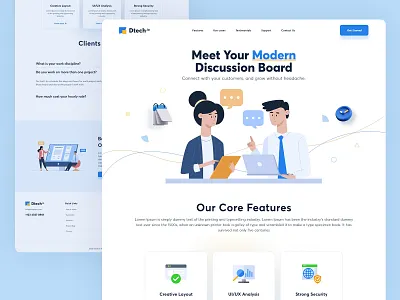 Dtech Landing Page branding design agency flatdesign icons illustration landingpage technology ui ui ux ui8 website
