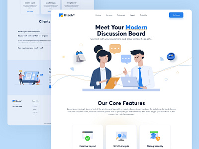 Dtech Landing Page branding design agency flatdesign icons illustration landingpage technology ui ui ux ui8 website