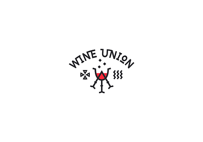 Logo design Wine Union cheers conceptual design ecommerce emblem exclusive lines logo logo for sale minimal sign signs symbolic logo unique vector wine wine branding wine glass wine label wine union
