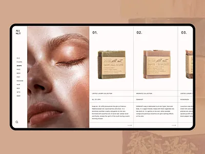 Natural cosmetics - Product list clean design cosmetics ecommerce shop elegant fashion design grid layout luxury design minimal modern design natural cosmetics product page products ui ux web design web shop