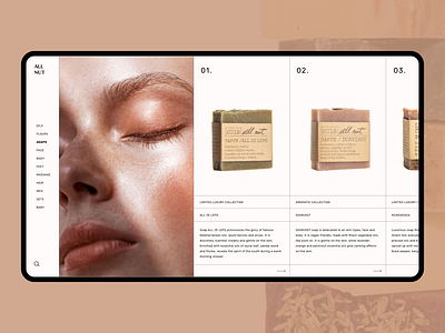 Natural cosmetics - Product list clean design cosmetics ecommerce shop elegant fashion design grid layout luxury design minimal modern design natural cosmetics product page products ui ux web design web shop