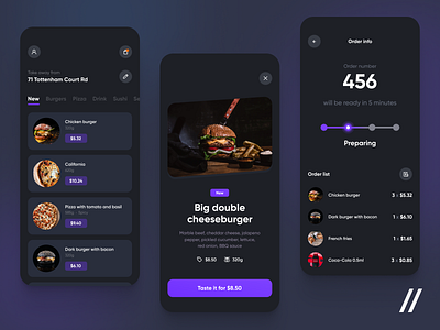 Food Delivery App Design app burger delivery design food food delivery food delivery app list meal menu mobile order purrweb ui ux