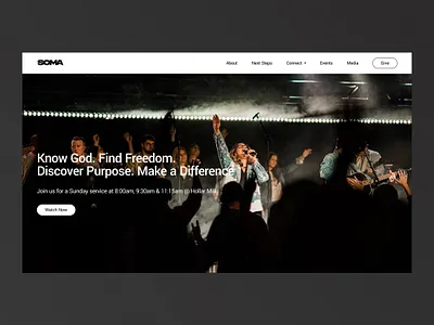 Soma Church Clean Website Design black and white christian church design faith faithful figma helvetica hero jesus landing landing page minimalistic protestant ui ux web worship