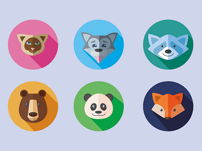 Animals icons animals flat icons illustration vector