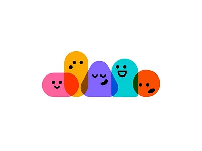 brand mascot family abstract character cmyk colorful emotion family geometric illustration overlap personality series shapes vector