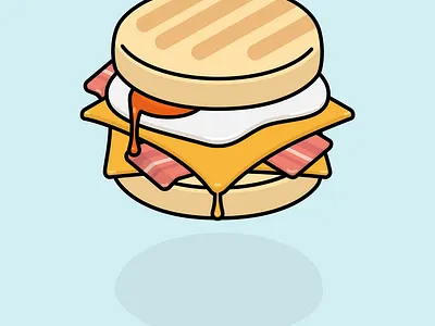 Julie's Kitchen bacon breakfast cafe deli eggs flat food grill lines icon minimal muffin yolk