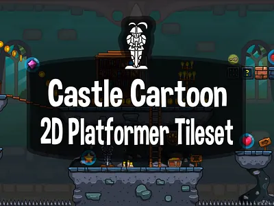 Castle Cartoon 2D Tileset 2d castle character fantasy game assets gamedev indie game platformer rpg tileset