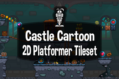 Castle Cartoon 2D Tileset 2d castle character fantasy game assets gamedev indie game platformer rpg tileset