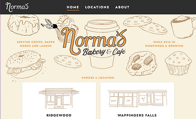 Norma's Bakery & Cafe Website design food illustration restaurant ui website