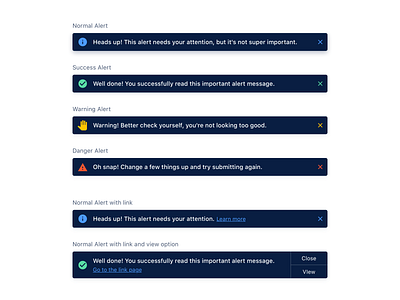 Alerts UI design alerts branding dark ui darkmode design product design ui ux web app