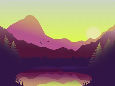 Sunshine in the mountains illustration mountains sunshine vector