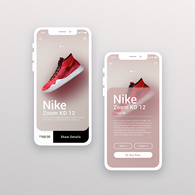 UI Concept Explore Nike app app design concept minimal mobile app mobile design product page ui