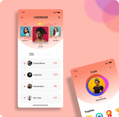Leaderboard app branding clean colors concept dailyui design figma flat games ios leaderboard mobileapp trending typograpghy ui uiux ux vector web