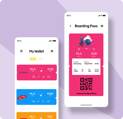 Boarding Pass app boardingpass buttons clean colors concept dailyui flat flatdesign flights illustration ios logo mobileapp trending ui uiux ux vector wallet