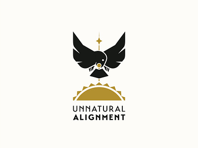 Unnatural Alignment animal astrology bird crow fantasy geometric illustration logo magic magical minimalist raven star sun vector wings