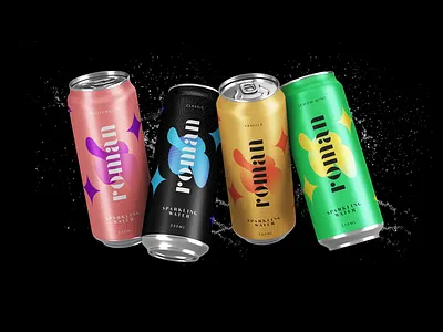 Roman - Sparkling Water branding can design fizzy illustration packaging sparkling sparkling water visual water