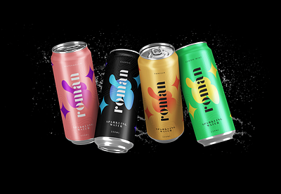 Roman - Sparkling Water branding can design fizzy illustration packaging sparkling sparkling water visual water