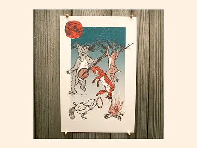 Animals in the Night animals illustration print design screenprint