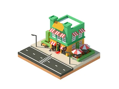 Coffee shop ☕️ 3d 3d art 3d artist c4d cafe cinema 4d coffee coffeeshop design low poly low poly art render