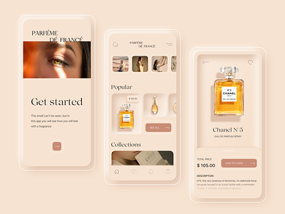 Parfume mobile app app beauty design fashion ios iphone mobile mobile app mobile design neomorphism neumorphic parfum parfume skeuomorph skeuomorph app skeuomorphism store ui