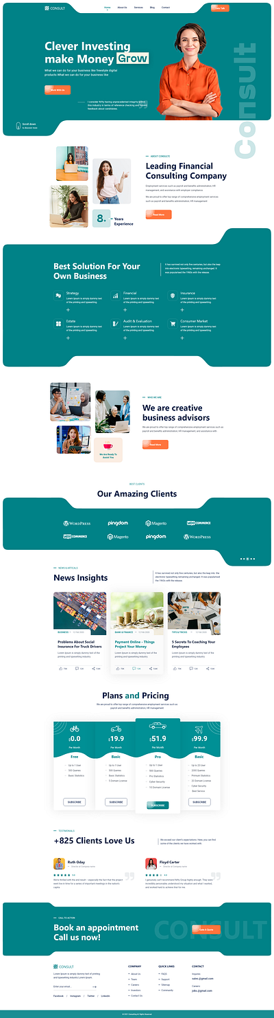 Business Consulting web landing page redesign design ui