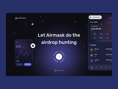Concept for Airmask crypto wallet bitcoin blockchain branding coin crypto art crypto currency crypto website eth ethereum exchange finance fintech nft nftwallet tokenwallet trading transaction uidesign uiux website