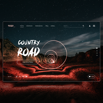 Country Road adventure banner cool country design destinations digital design interface landing landingpage landscape place road roadtrip this trip ui uiux ux visit