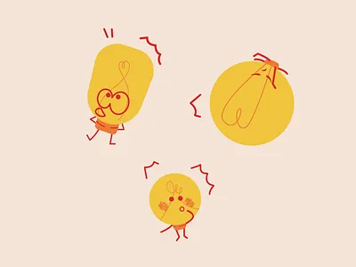 Lightbulb-friends art bright clean design flat illustration illustrator lightbulb minimal red vector yellow