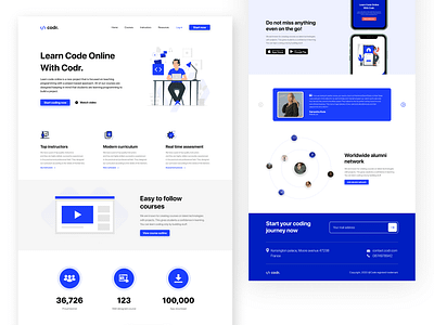 Online Teaching Platform Ui Design adobexd ai landing page landingpage ui uidesign uiux ux web design website