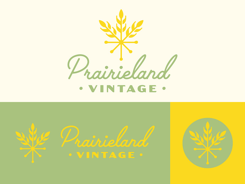 Prairieland Vintage branding logo mid century modern midcentury palm canyon drive prairie prairies responsive branding starburst vintage wheat