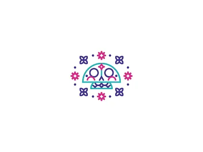 Calaverita del Día de Muertos calaverita color diadelosmuertos diademuertos flowers geometric icon illustration line logo mexico minimal sugar skull symbol