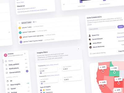 A first look at Narrative BI augmented analytics augmented analytics bi ui business intelligence chart closed beta dashboard data table graph insights interface invite map chart narrative bi narratives product ui web web app widget ui