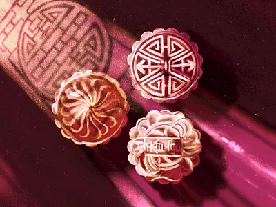 Moon Cake Day brush cake chinese culture handdrawn highlights illustration light mid autumn festival moon cake moon cake day moonlight procreate shadow