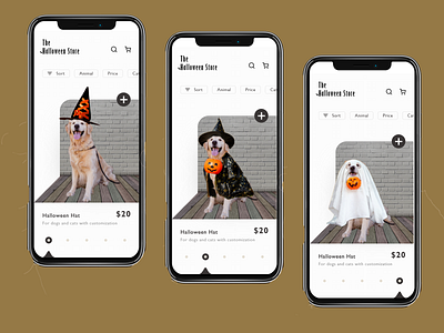 The Halloween Store UI adobe xd animation app daily design design halloween halloween costume halloween design interaction interface minimal mobile app mobile app design mobile ui pet pets product design ui ui design ux