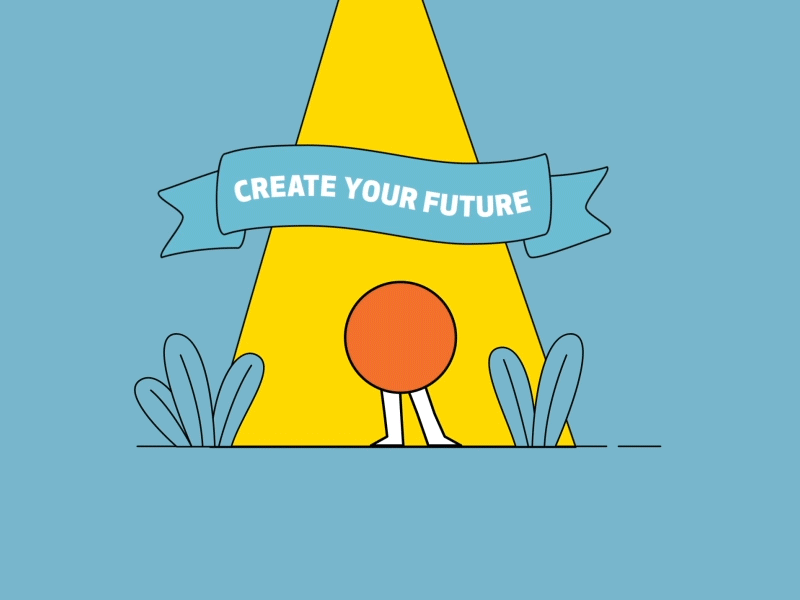 create your future 2d 2d animation animation college fall future gif jump loop minimal motion graphics spotlight