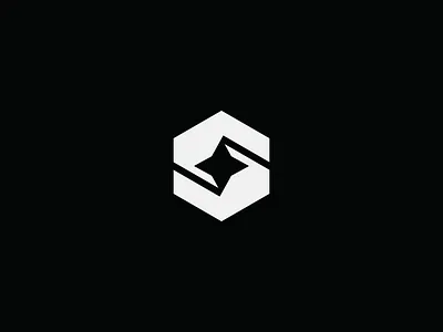S - spark black branding design geometic hexagon icon letter logo negative space s sharp simple spark star white