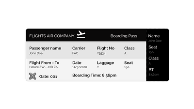 Boarding pass #024 Daily UI dailyui