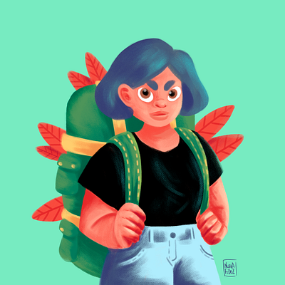 JOURNEY artwork backpack character design design digital art illustration journey mexico nature photoshop woman woman illustration