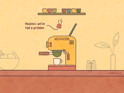 Nespresso coffee coffee cup coffee machine cup cute eco ecology houston illustration nespresso procreate space table