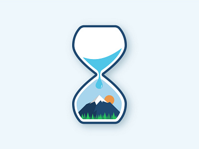 Time for rain design drop flat hourglass illustration mountain oregon rain trees vector