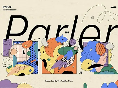 Parler - Graphics Collection abstract abstract vector art style cover design fabric design illustration illustrations pop style poster poster design posters retro retro design retro pop art shape shapes style texture vector