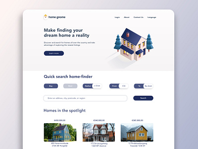 Daily UI Challenge 03: Landing Page - Home Finding Website 3d art affinity designer dailyui dailyuichallenge design home ui ux vector website