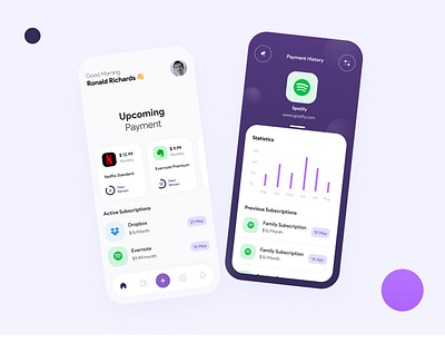 Subscriptions Management App app app concept application clean concept creative creativity design dribble iphone management management tool minimal smart subscription ui