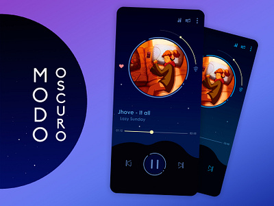 Nuevo tema modo oscuro "Dreams". android app app appmusic concept design illustration interfacedesign ui uidesign uiux