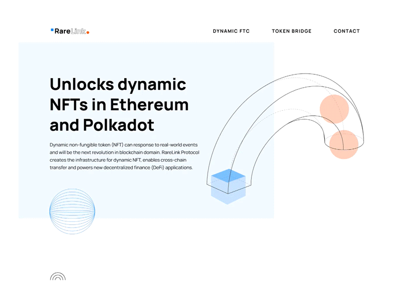 RareLink Landing Page blockchain cinema4d ethereum gif polkadot web design