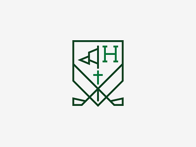 Golf Club Badge badge club club logo cross flat design golf golf club golf logo golfing h logo design minimal logo modern monoline school team shield simple sword team logo