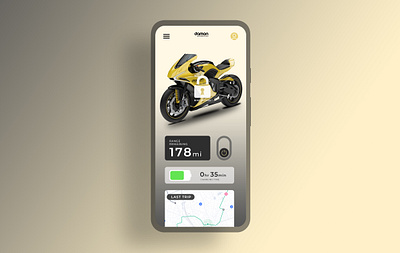 Damon Motorcycle - Mobile App android app dailyui design electric minimal mobile app mobile ui motorbike motorcycle ui ui ux uidesign ux